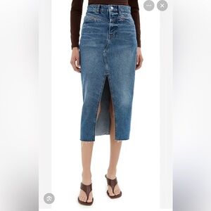 Reformation Light-Mid Blue Denim Skirt with Front Slit